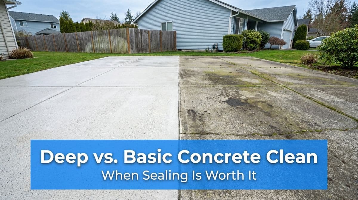Blog post Deep vs. Basic Concrete Clean & When Sealing Is Worth It image