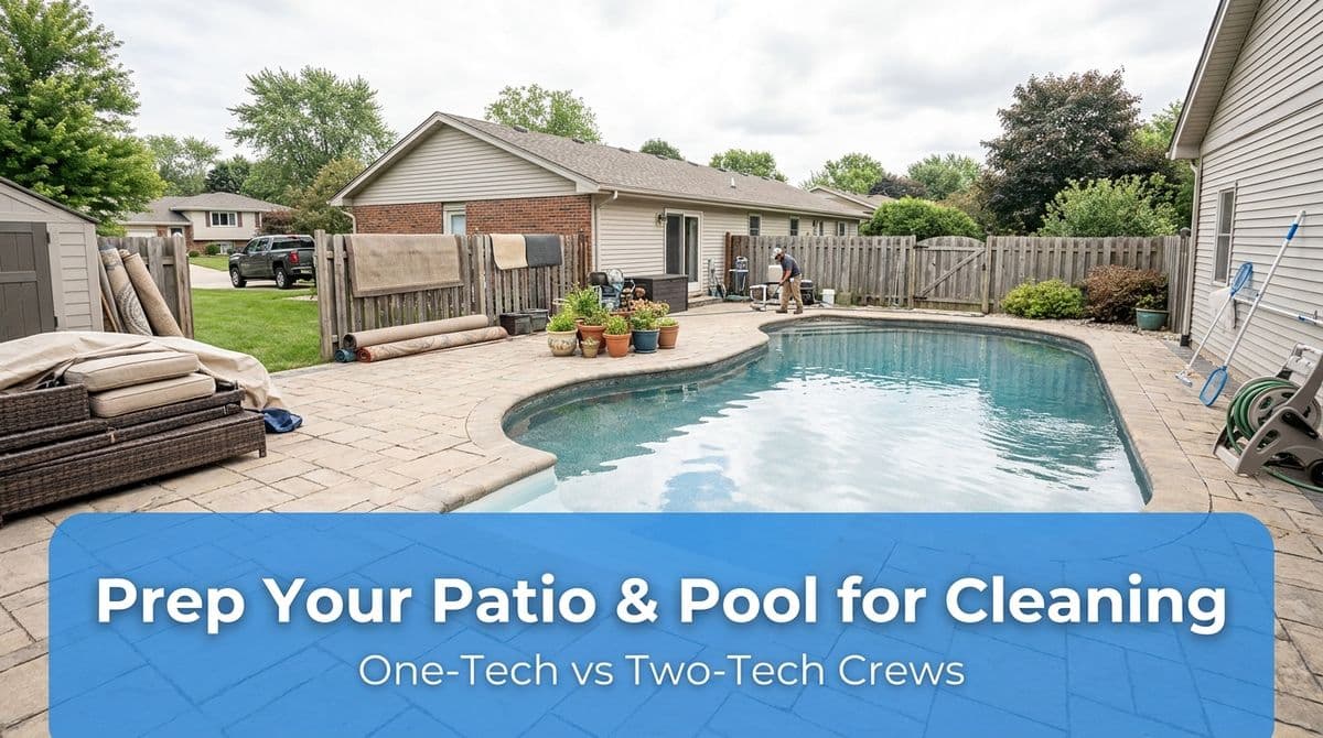 How to Prep Your Patio & Pool for One-Tech vs Two-Tech Crews image