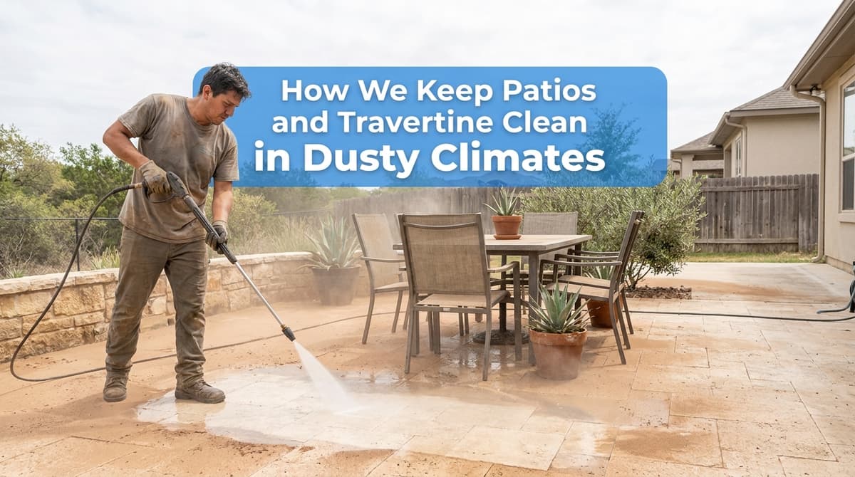 Blog post How We Keep Patios and Travertine Clean in Dusty Climates image